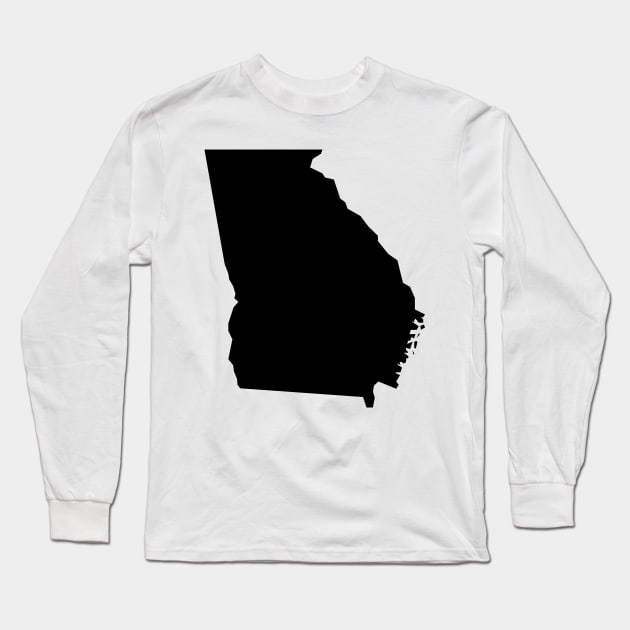 Georgia map in black Long Sleeve T-Shirt by Creative Art Store